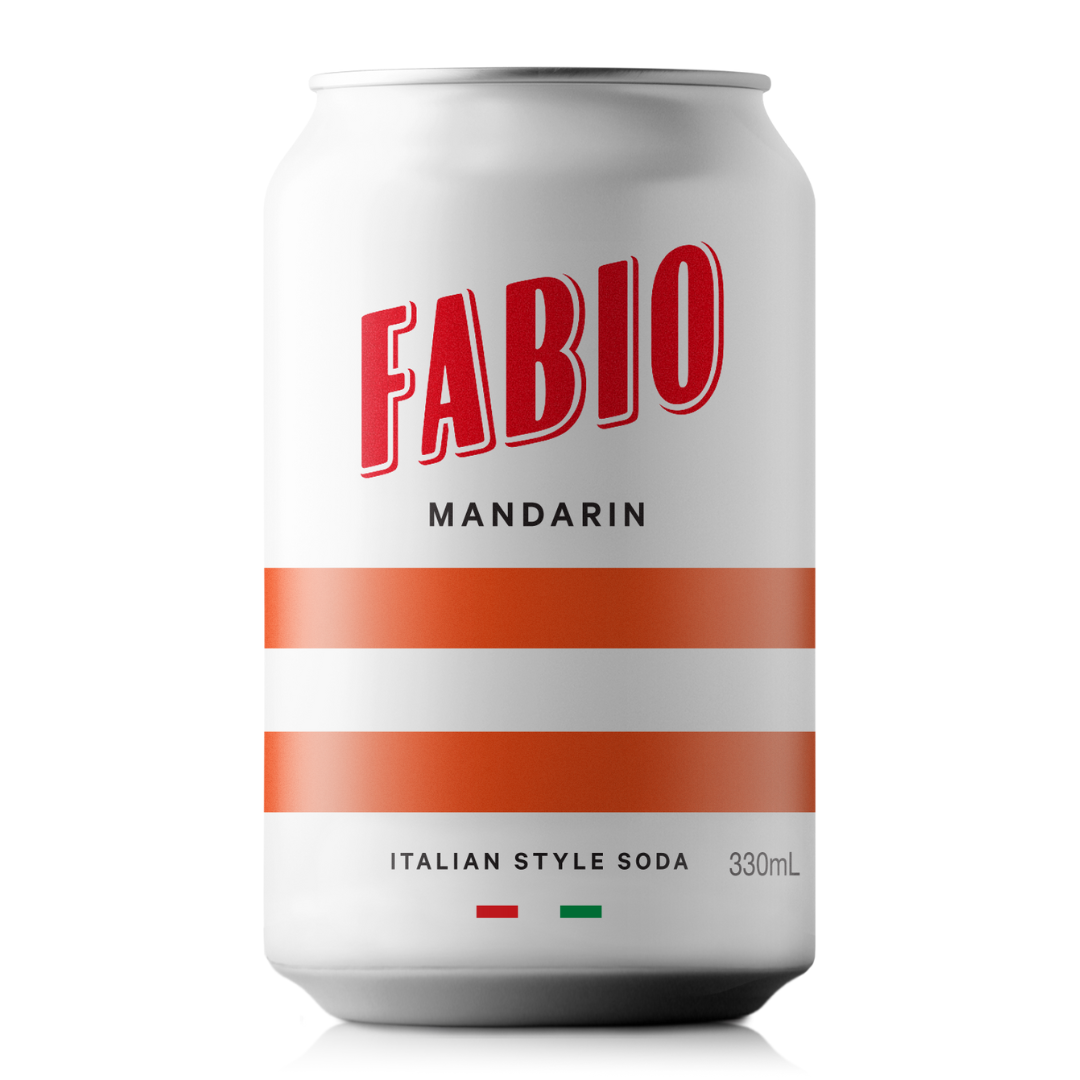 Can of Fabio Mandarin Italian Style Soda  Australias best Adult softdrink